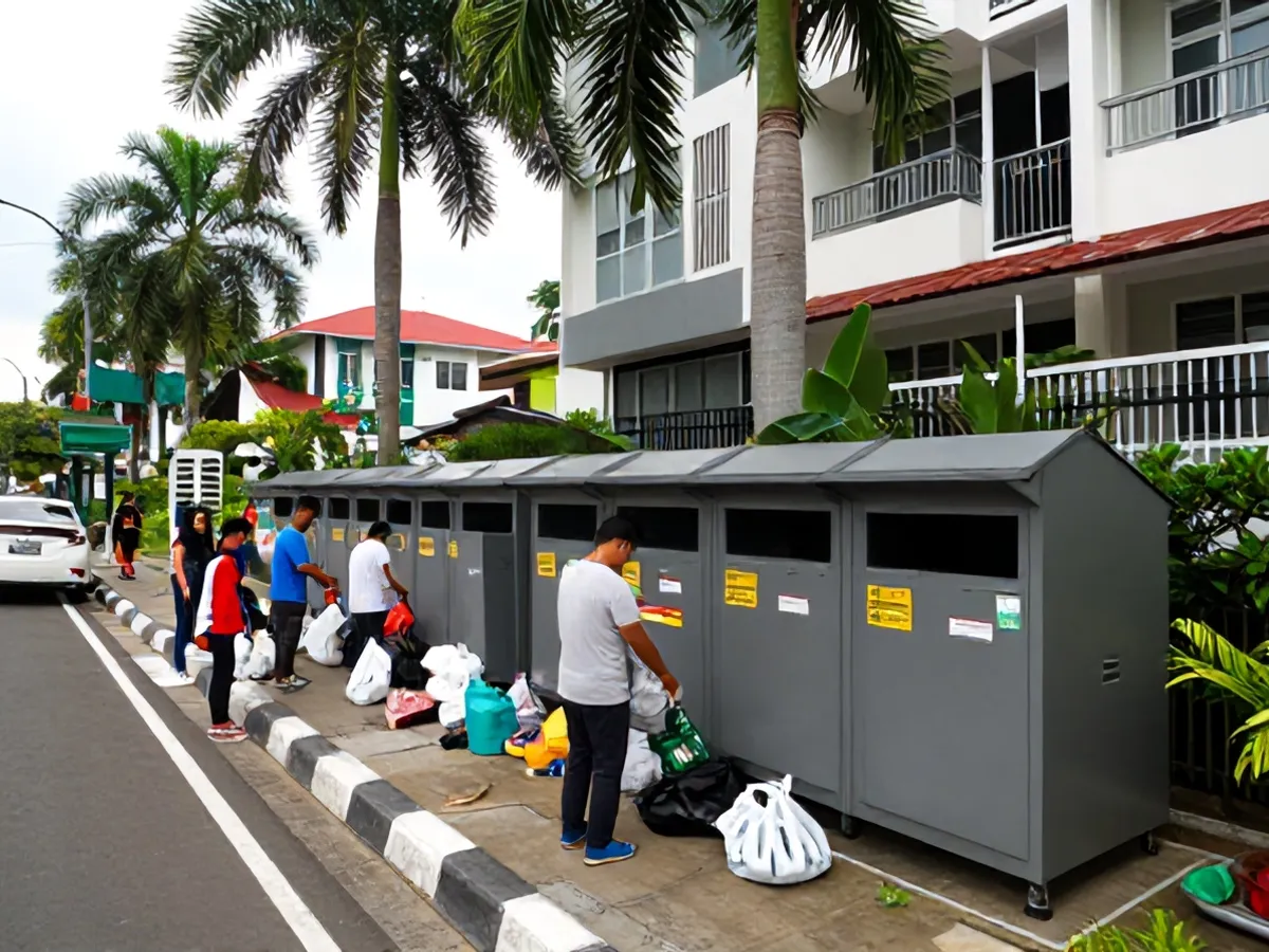 Ilustrasi warga Jakarta memilah sampah rumah tangga di titik pengumpulan lingkungan - Bantargebang stop open dumping - Info Jakarta Satu